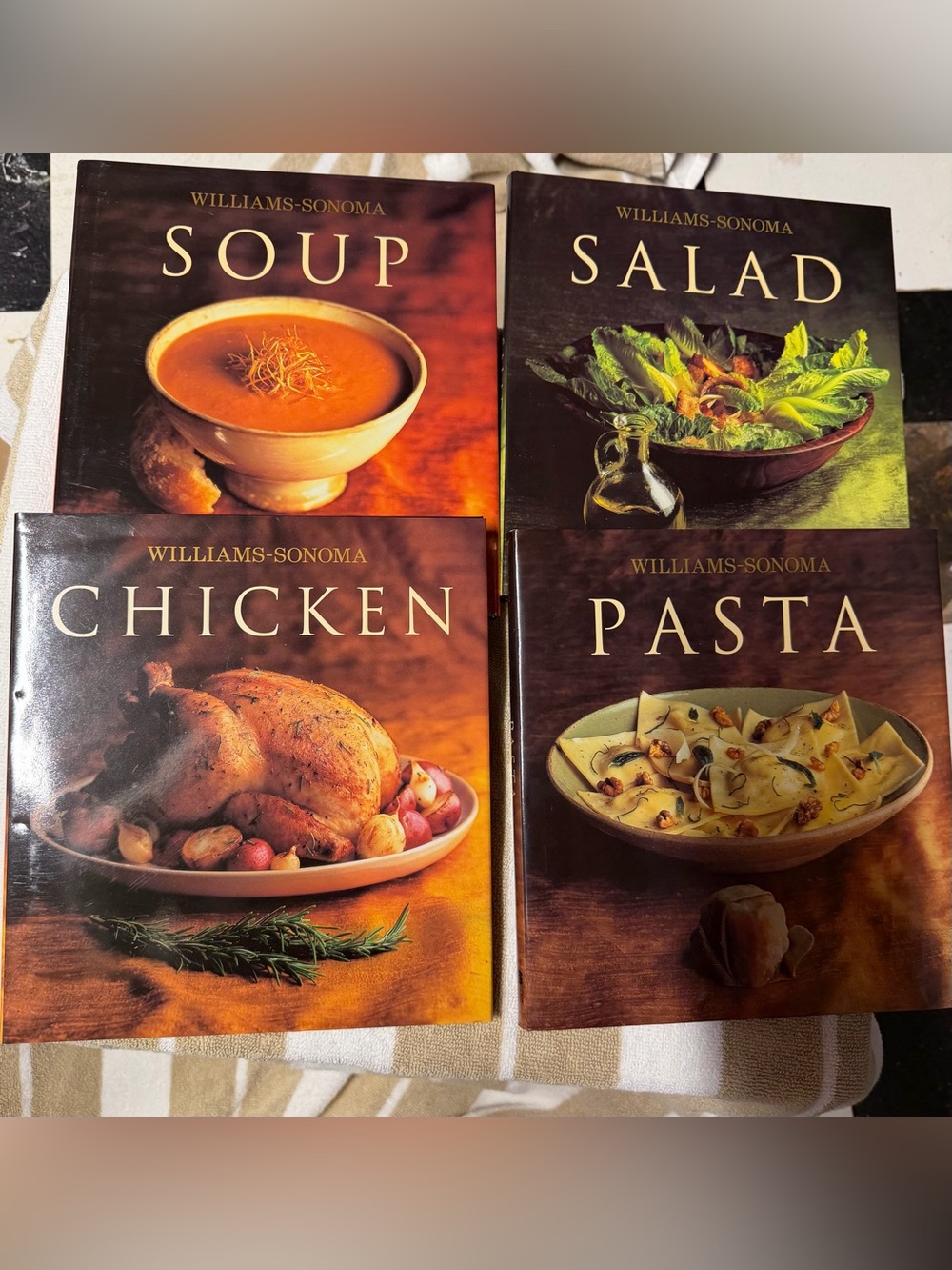 Williams Sonoma Brown Cookbook Set - Soup, Salad, Chicken, Pasta